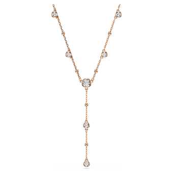 swarovski عقد imber على شكل حرف y، قطع مُستدير، لون أبيض، لمسة نهائية من الذهب الوردي عيار 18 قيراط