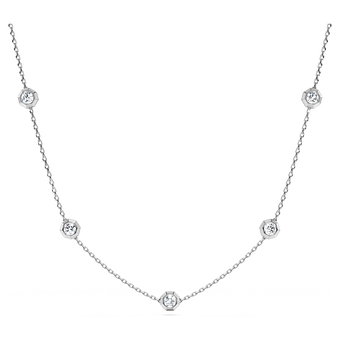 swarovski عقد octagon، ألماس مُصنع في المختبر إجمالي 0 7 قيراط، شكل دائري، فضة استرليني