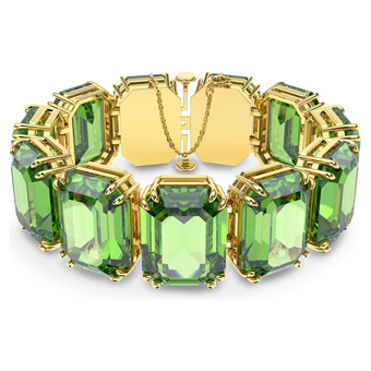 swarovski سوار millenia، مزدان بكريستالات مثمنة، لون أخضر، طلاء باللون الذهبي