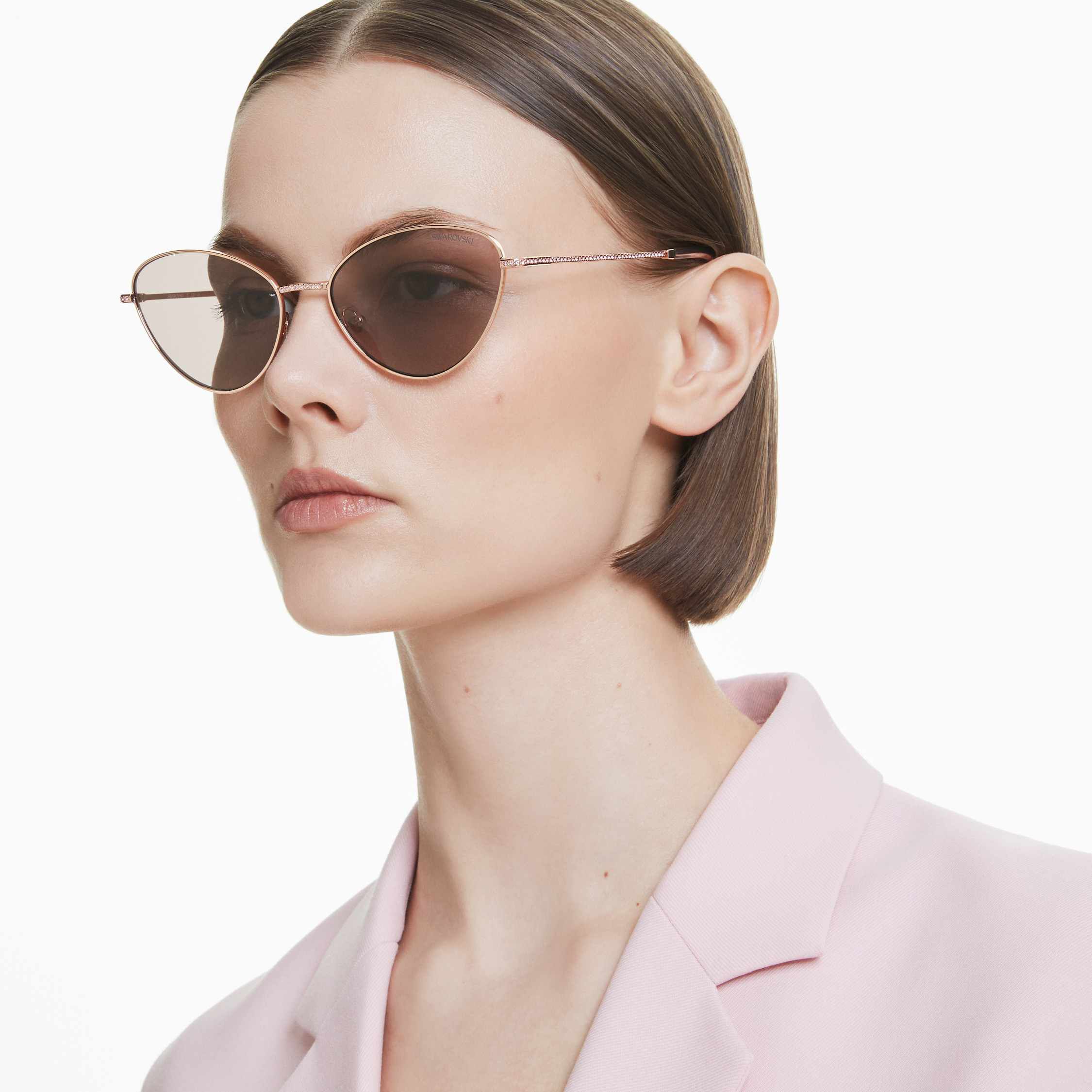 swarovski نظارة شمسية، شكل عين القطة، sk7014، لون أرجواني
