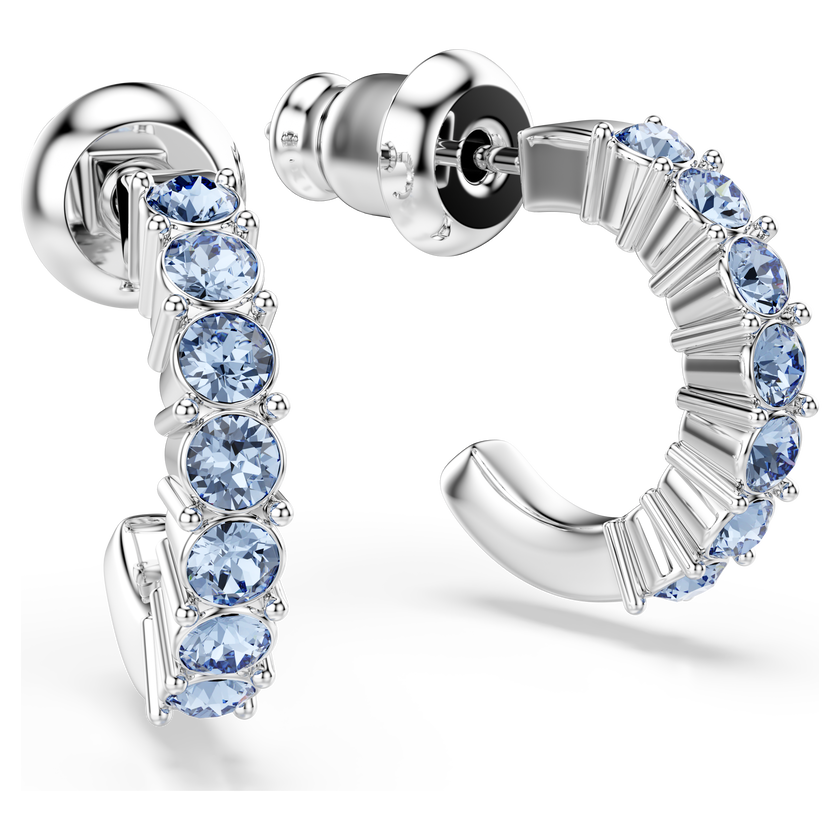 swarovski أقراط حلقية mini hoop، قطع مُستدير، لون أزرق، طلاء روديوم
