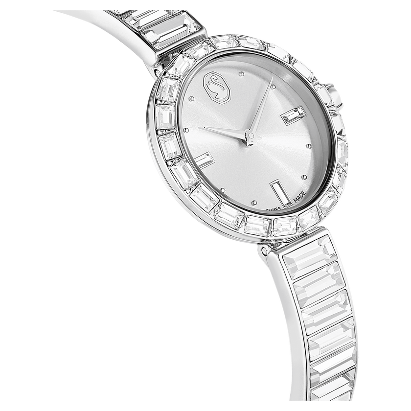 swarovski ساعة matrix bangle، صناعة سويسرية، سوار كريستال، لون أبيض، ستانلس ستيل