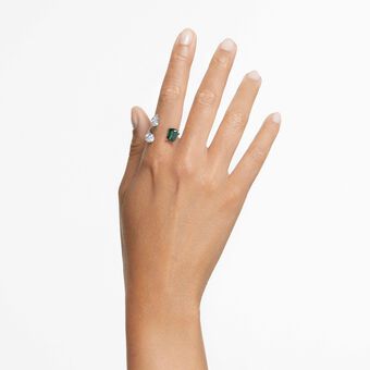 swarovski خاتم مفتوح mesmera، قطع متنوع، لون أخضر، طلاء روديوم