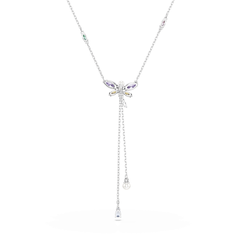 عقد ariana grande x swarovski على شكل حرف y، قطع متنوع، شكل يعسوب، ألوان متعددة، طلاء روديوم