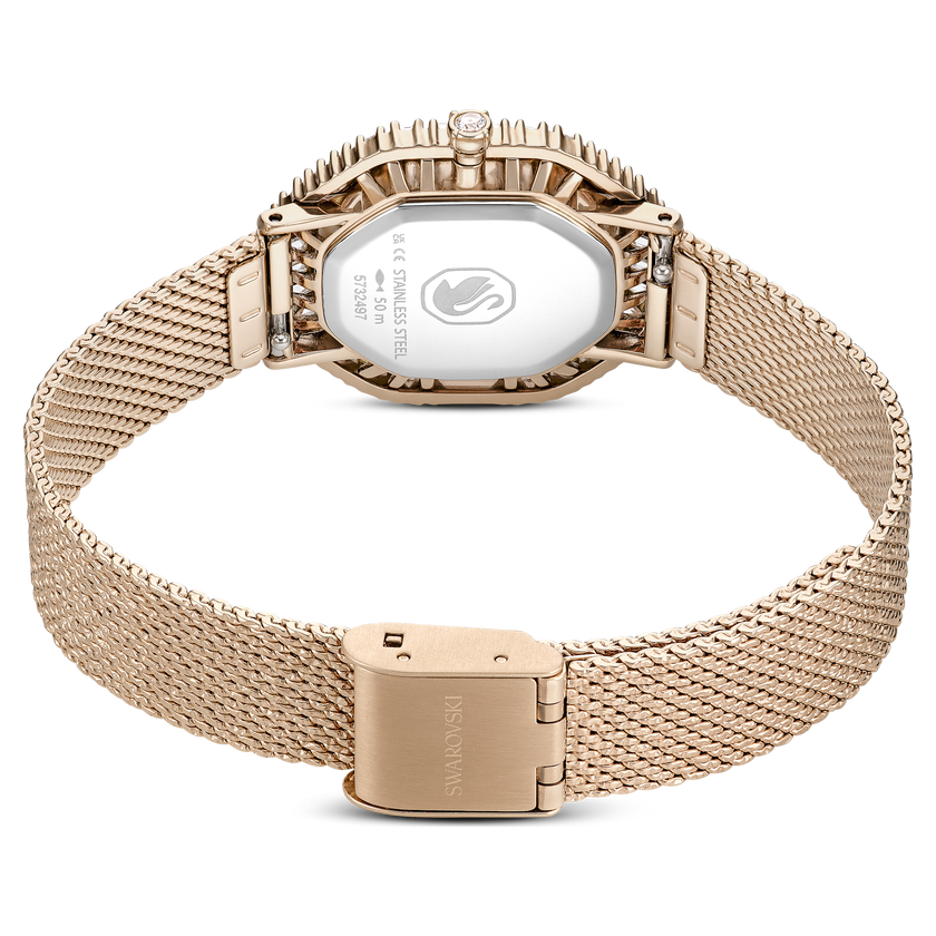 swarovski ساعة يد matrix octagon، سوار معدني، لون ذهبي، لمسة نهائية بلون الشمبانيا الذهبي